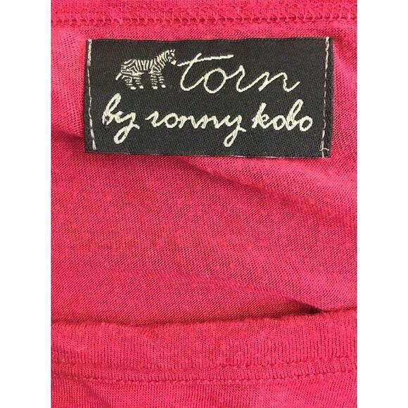 torn ronny kobo Womens Pink Blue Ivory Short Sleeve Top Xs Small Medium Large Xl - Picture 5 of 7